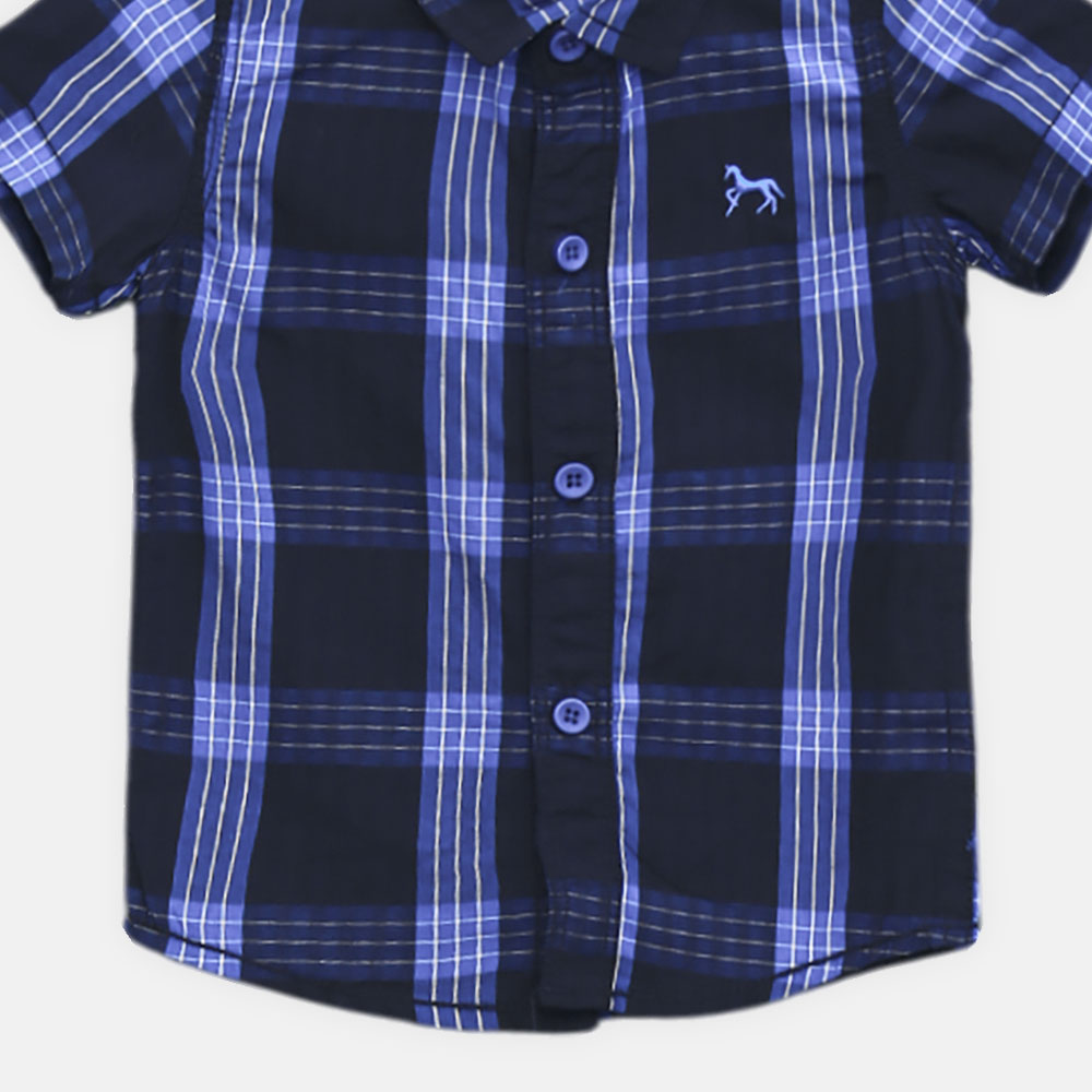 BOY SHIRT BLUE AND BLACK CHECKER HALF-SLEEVE