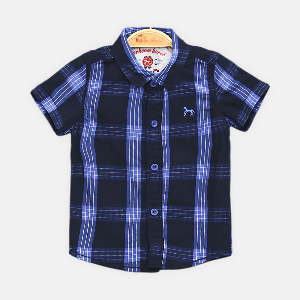 BOY SHIRT BLUE AND BLACK CHECKER HALF-SLEEVE