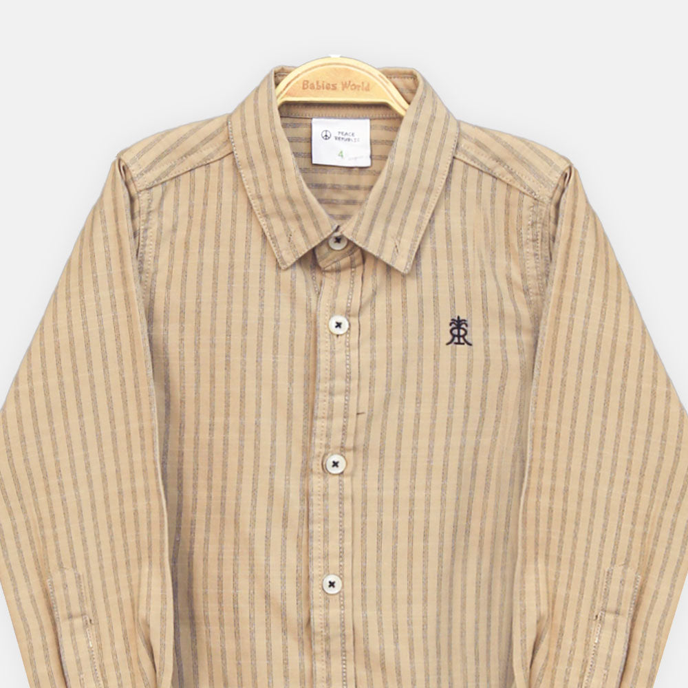 BOY SHIRT BEIGE & BROWN STRIPED