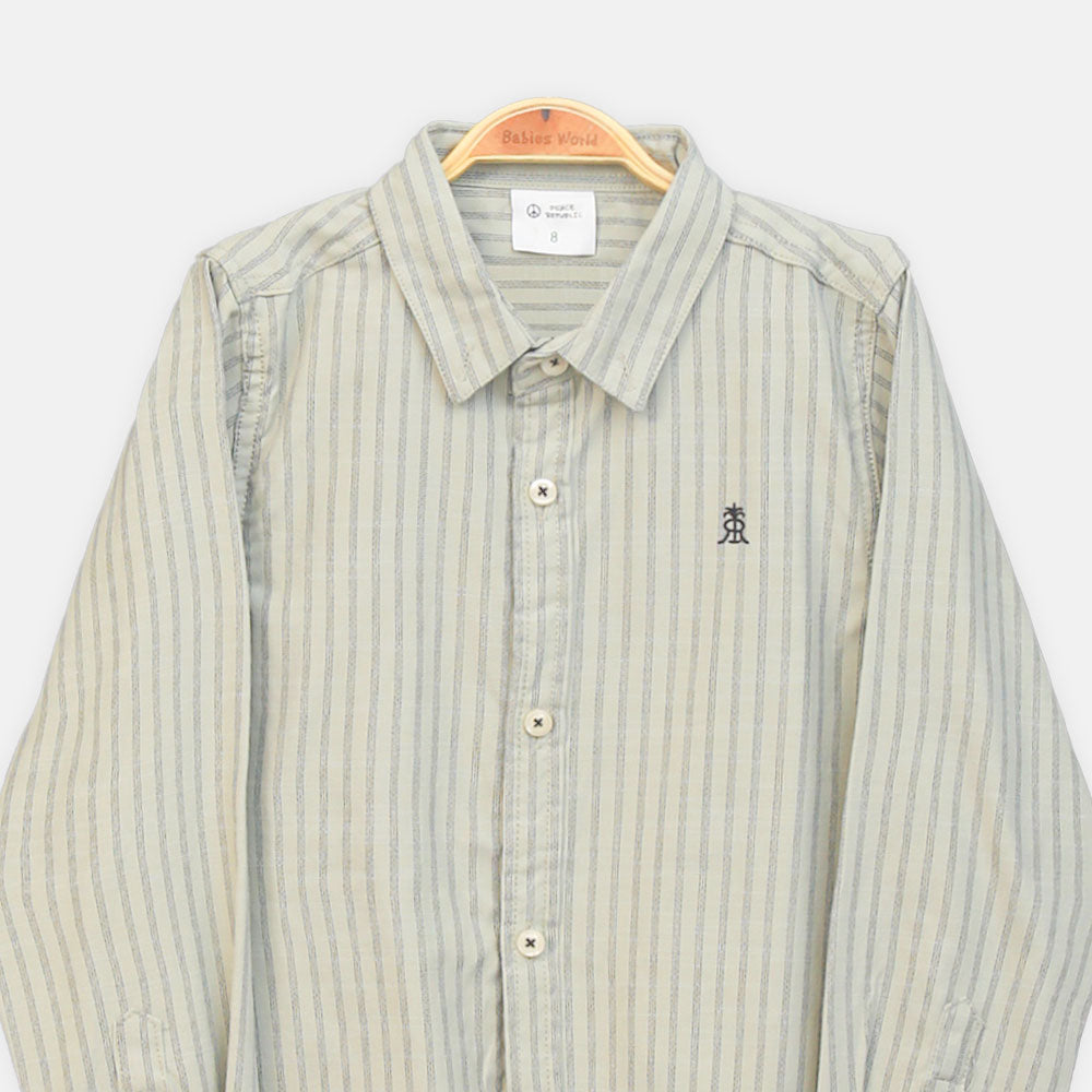 BOY SHIRT GREEN & BROWN STRIPED