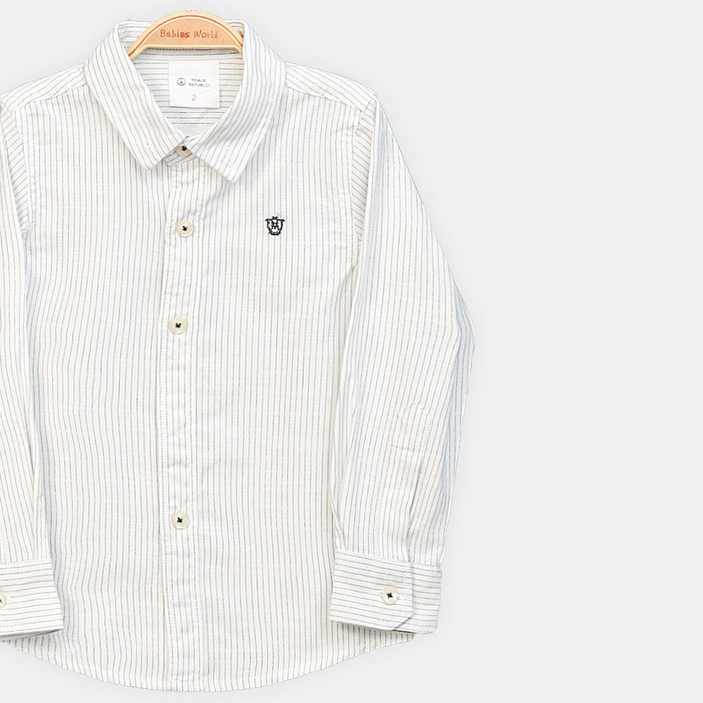 BOY SHIRT WHITE & GREY STRIPED