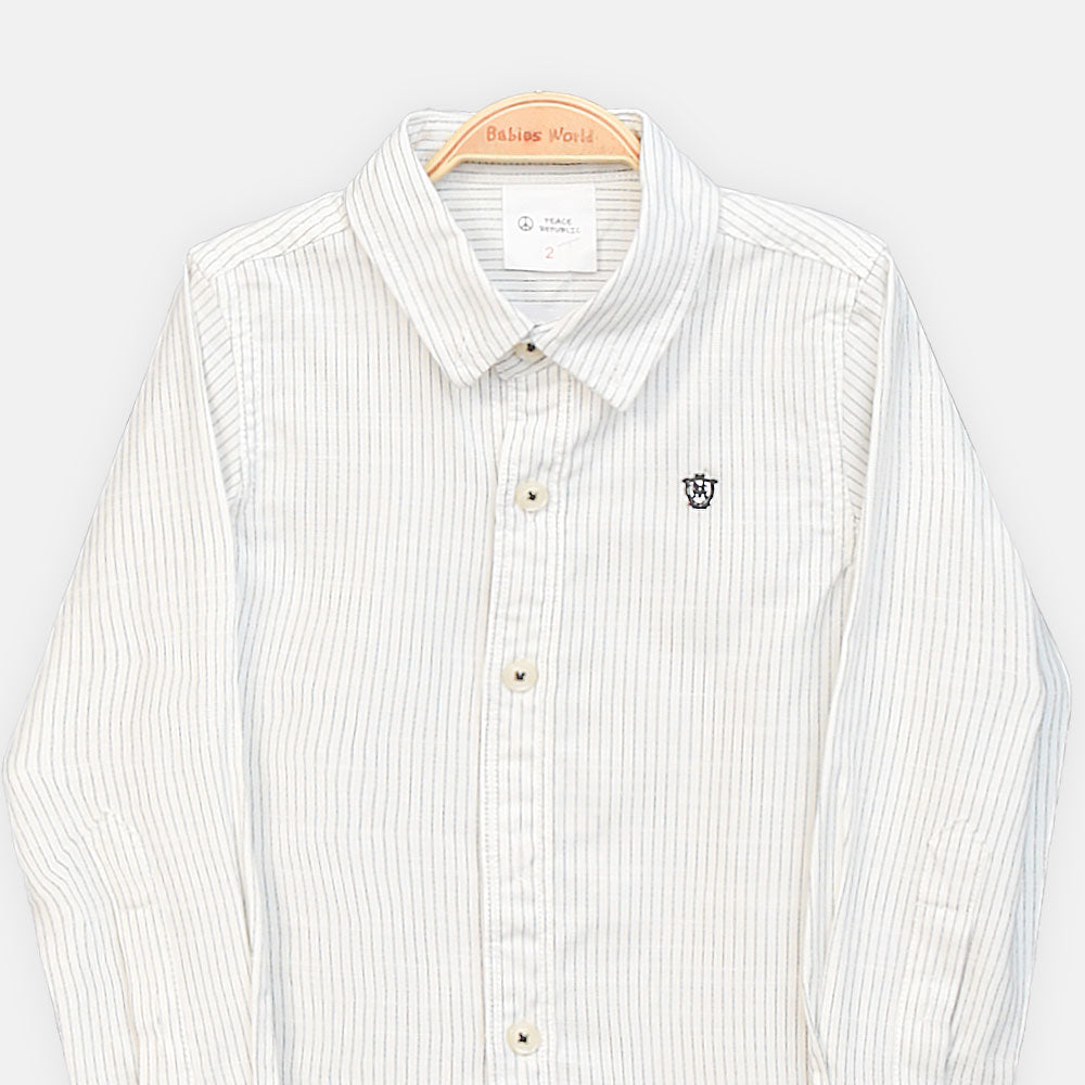 BOY SHIRT WHITE & GREY STRIPED