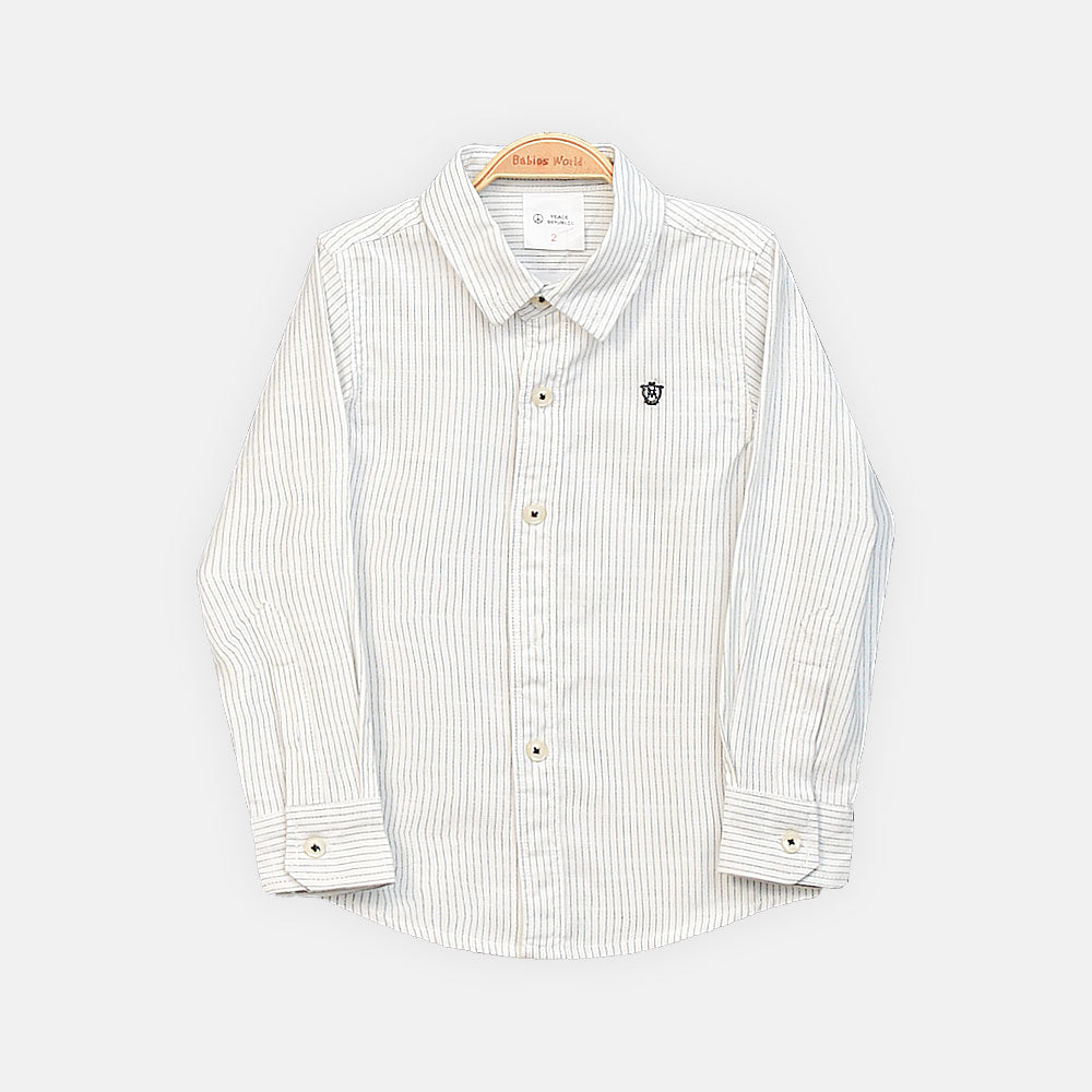 BOY SHIRT WHITE & GREY STRIPED