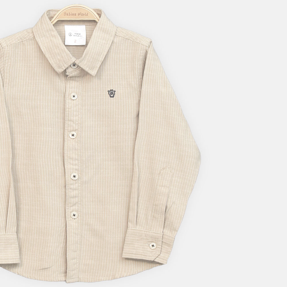 BOY SHIRT WHITE & BEIGE STRIPED