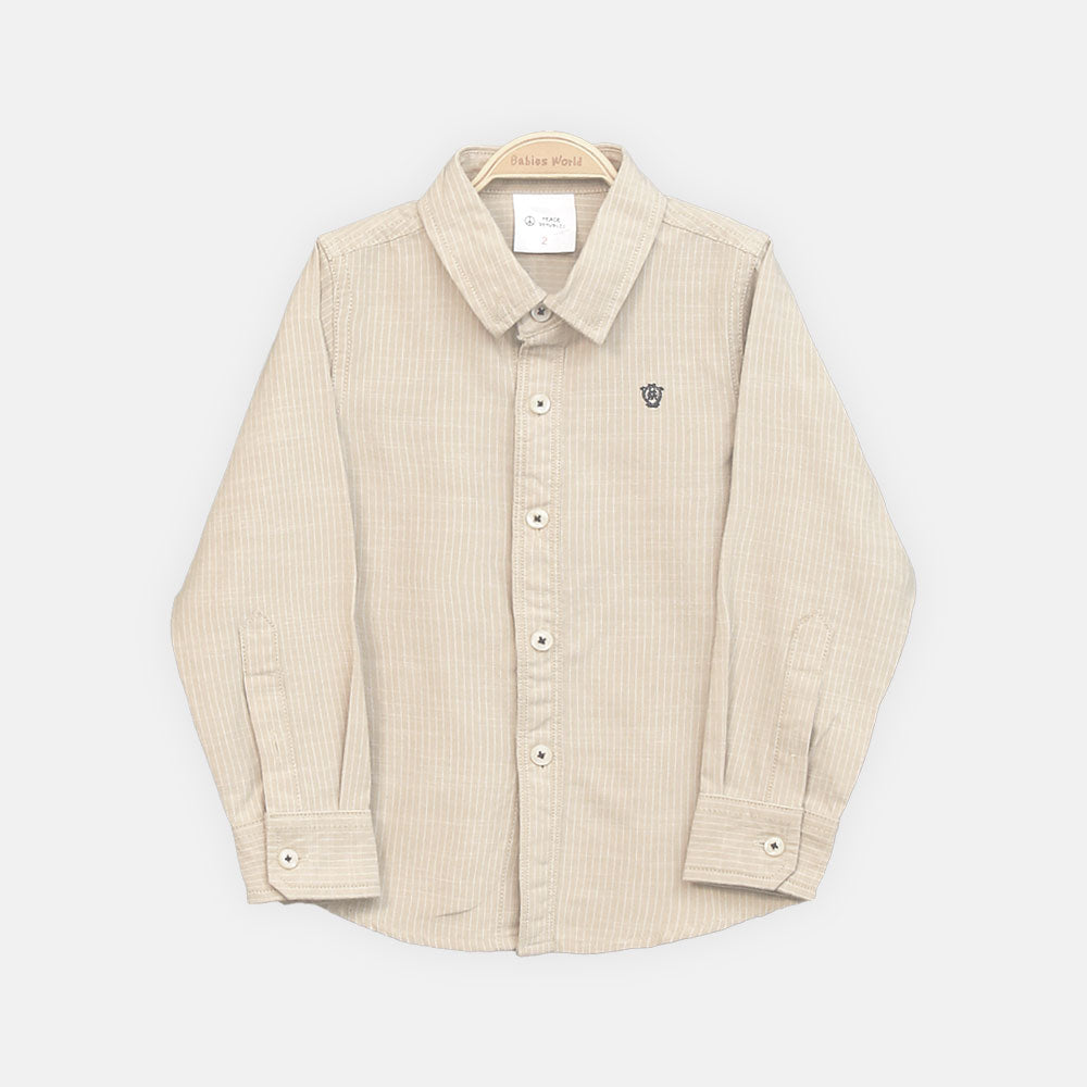 BOY SHIRT WHITE & BEIGE STRIPED