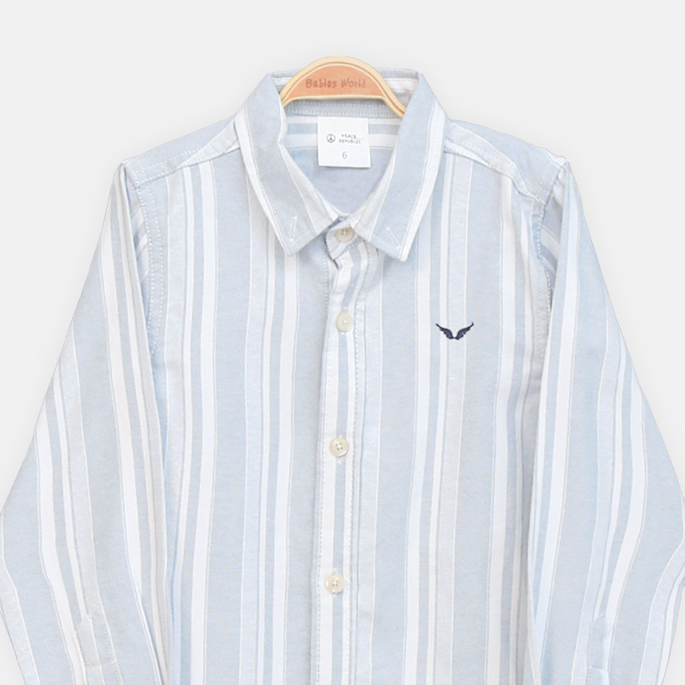 BOY SHIRT LIGHT BLUE & WHITE STRIPED