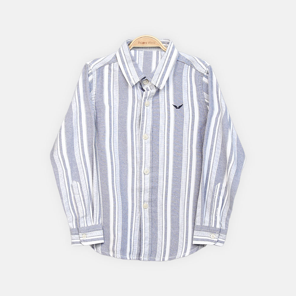 BOY SHIRT DARK BLUE & WHITE STRIPED