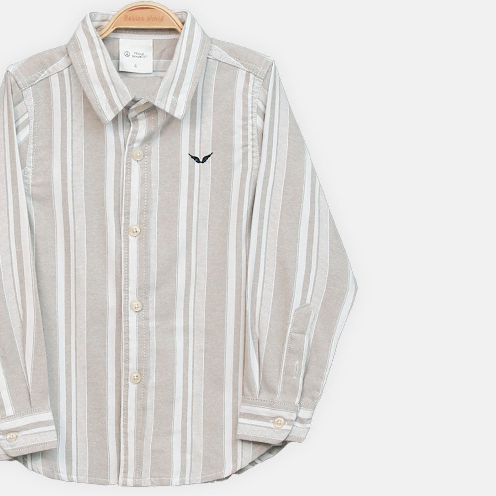 BOY SHIRT LIGHT BROWN & WHITE STRIPED