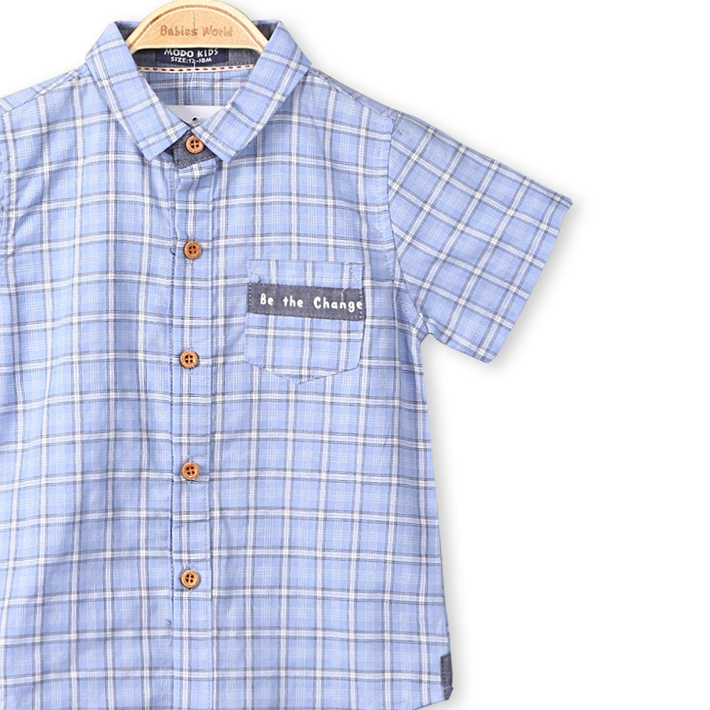 BOY SHIRT BLUE PLAID CHECK