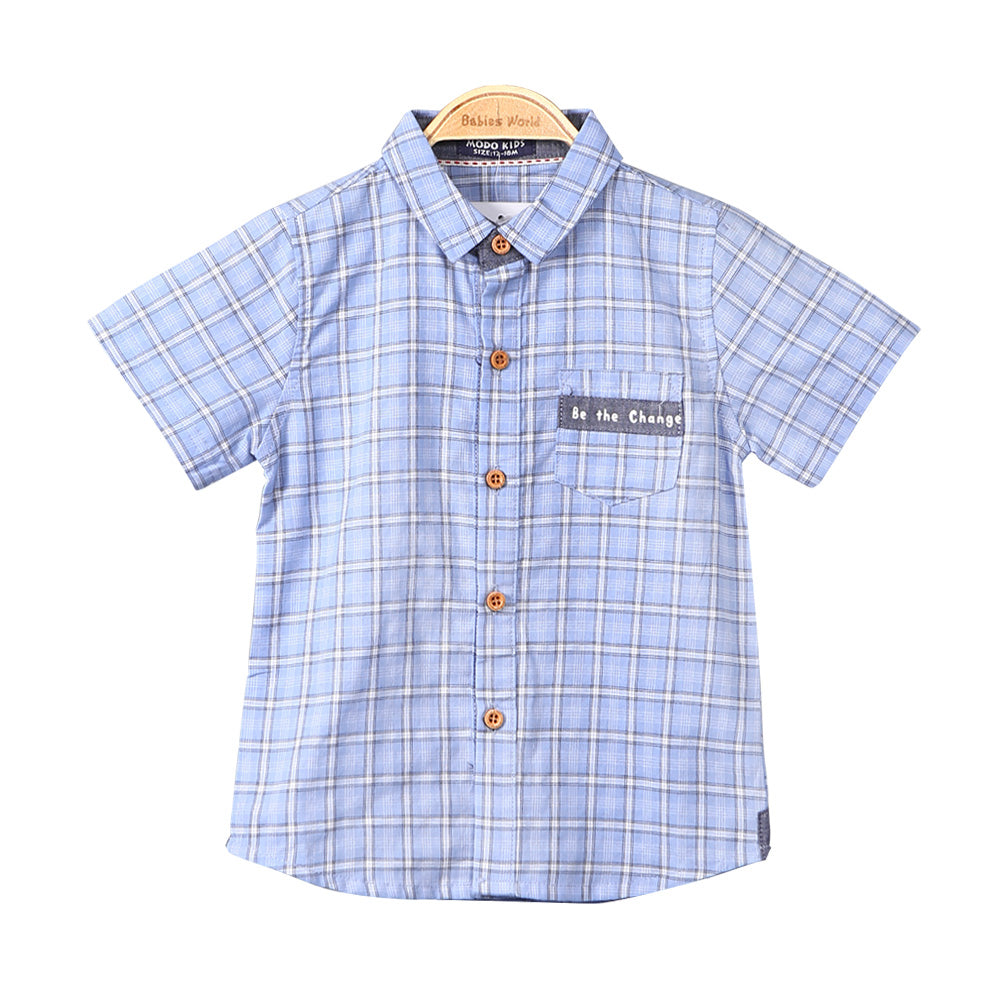BOY SHIRT BLUE PLAID CHECK