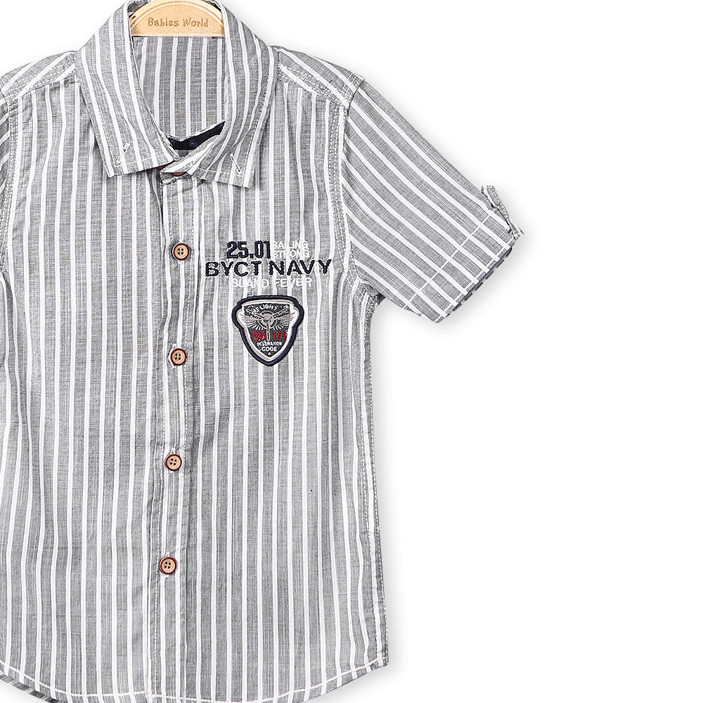 BOY SHIRT GREY STRIPED SAILING