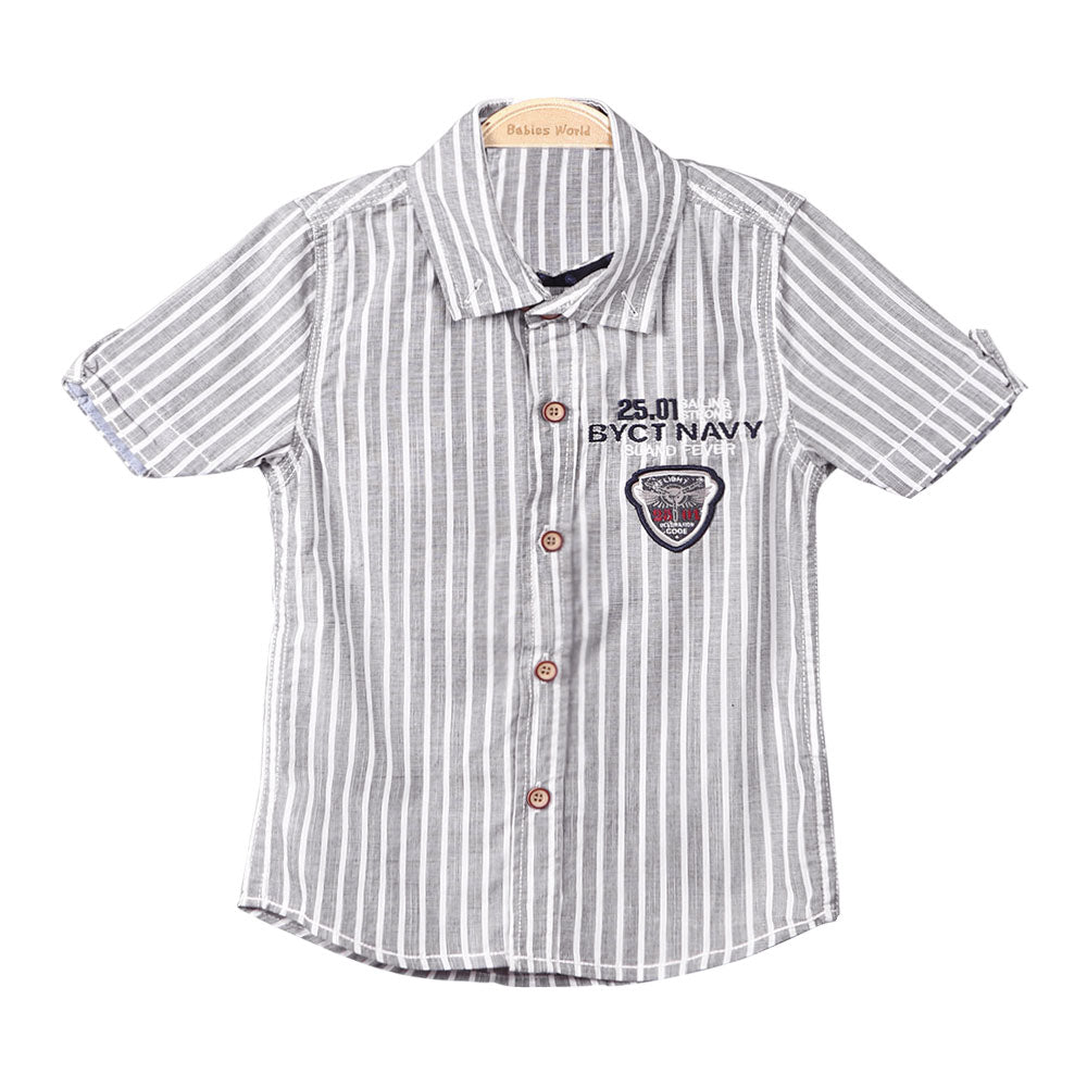 BOY SHIRT GREY STRIPED SAILING