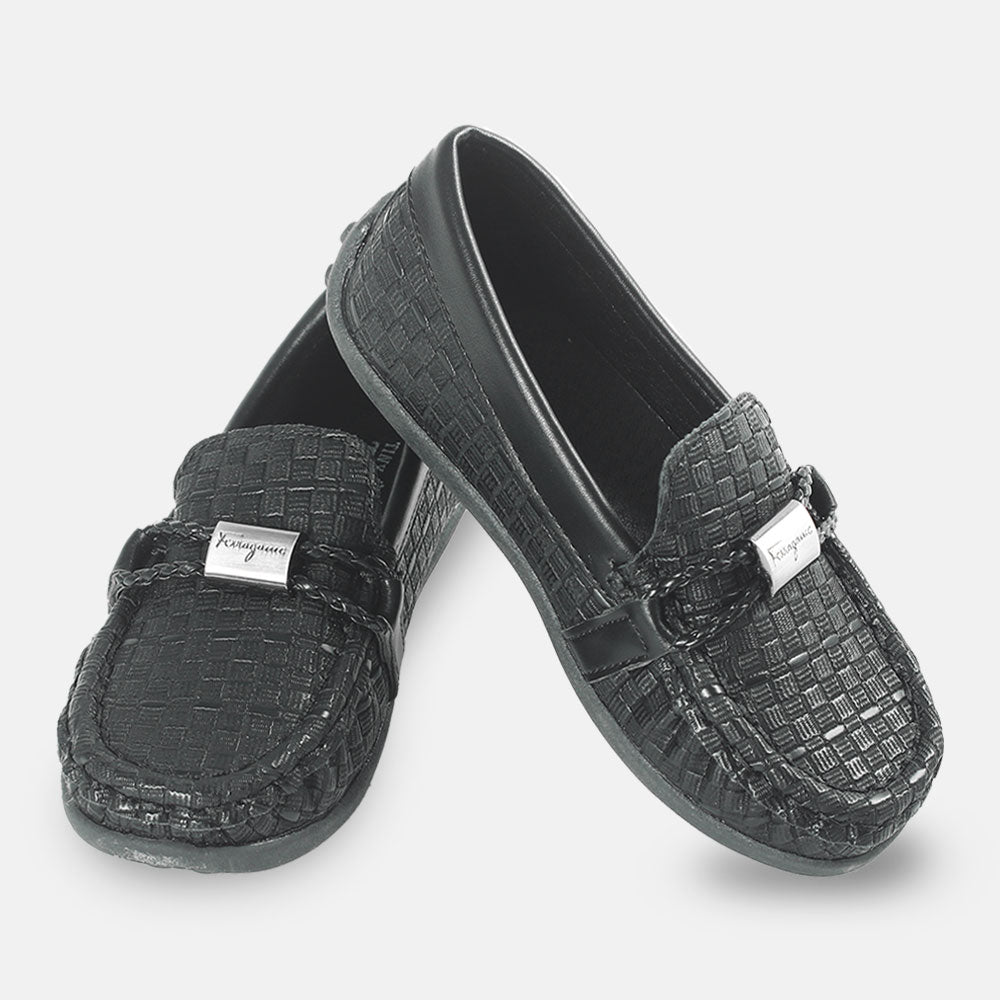 BOY SHOES BLACK CHECKERED