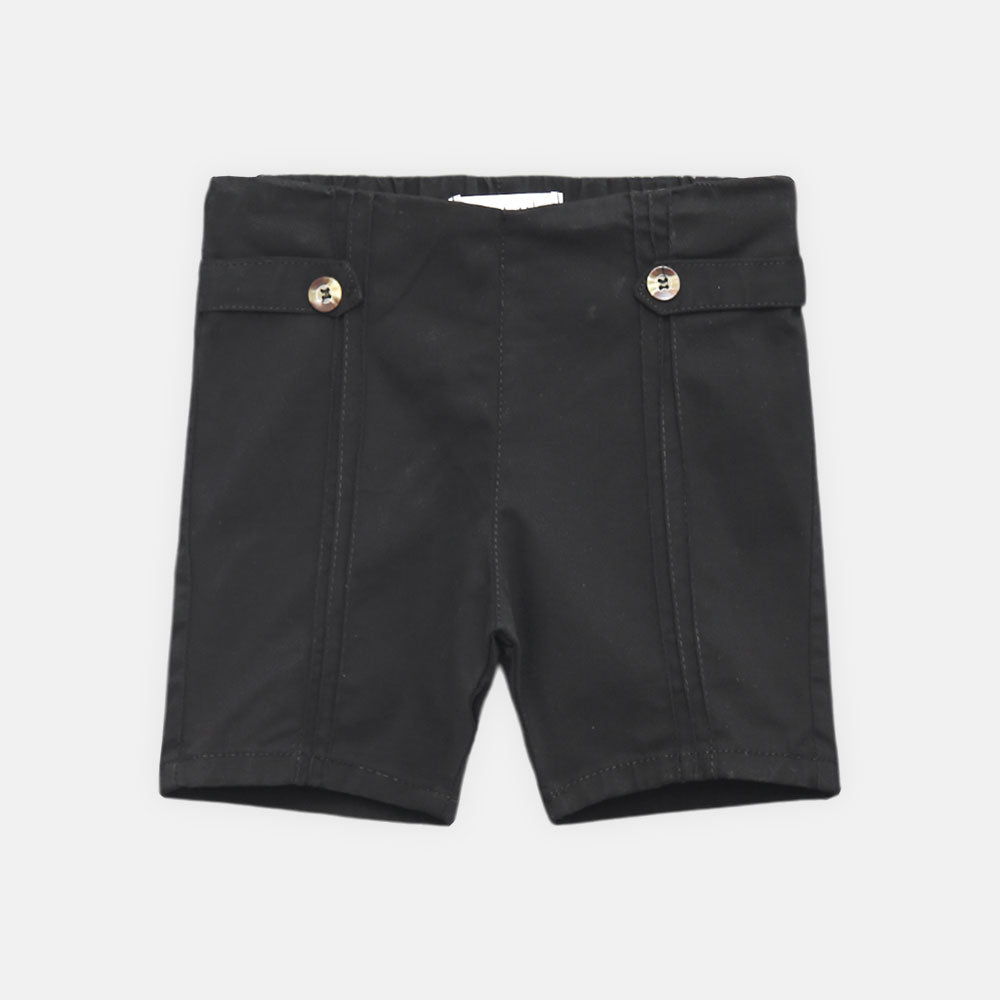 GIRL SHORT BLACK ELASTIC WAIST DENIM