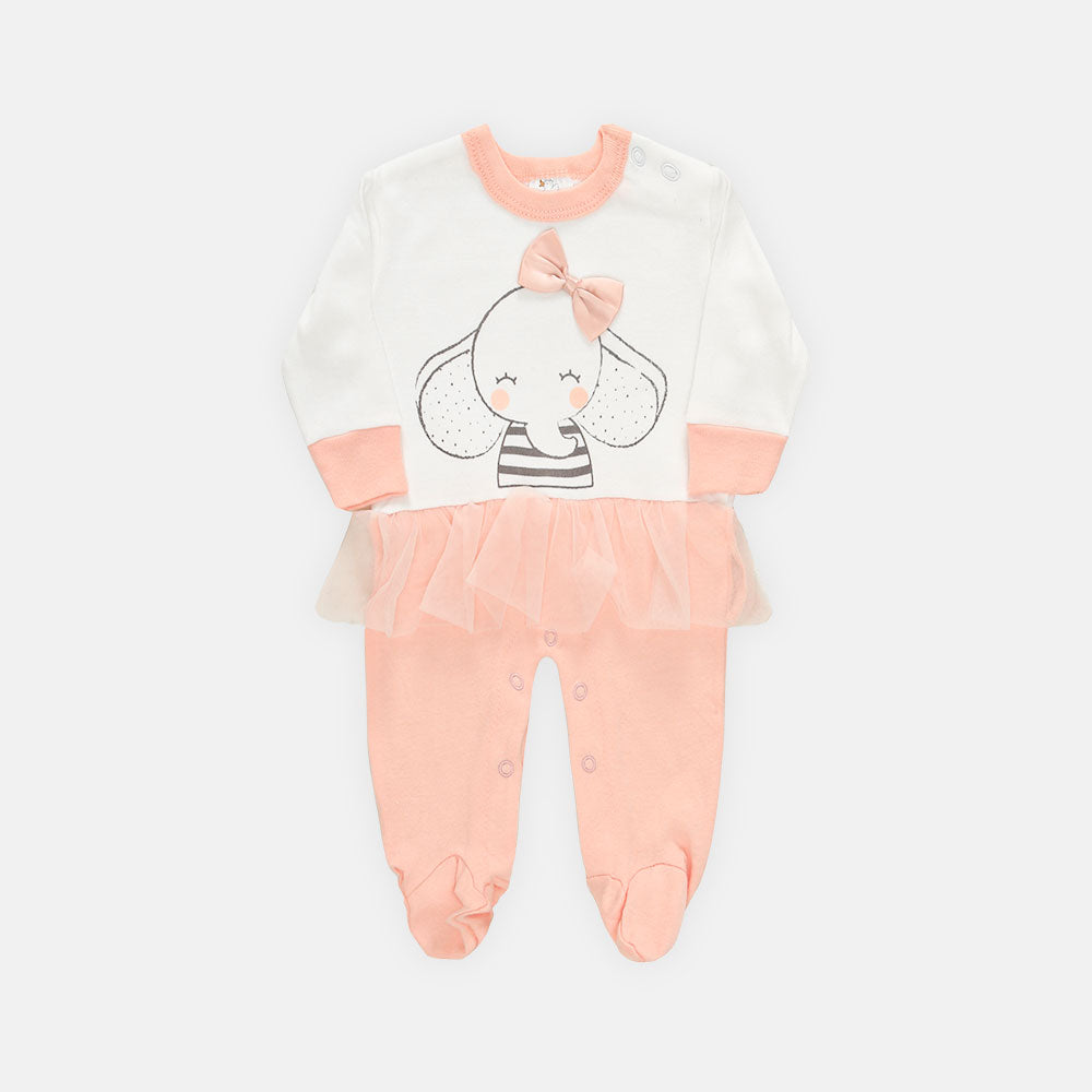 SLEEP SUIT GIRL WHITE POLKA DOT