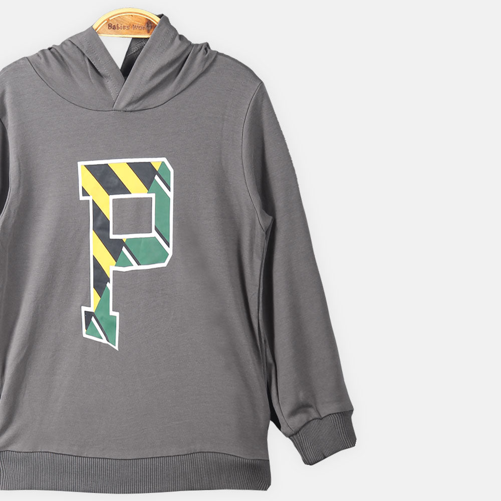 BOY T-SHIRT GREY HOOD