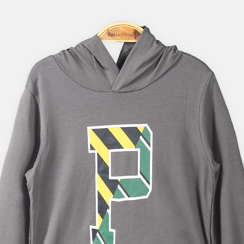 BOY T-SHIRT GREY HOOD