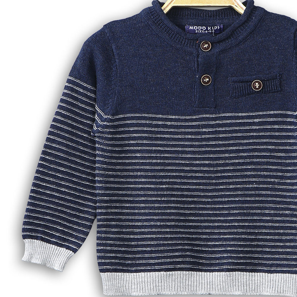 BOY SWEATER NAVY KNITTED STRIPES