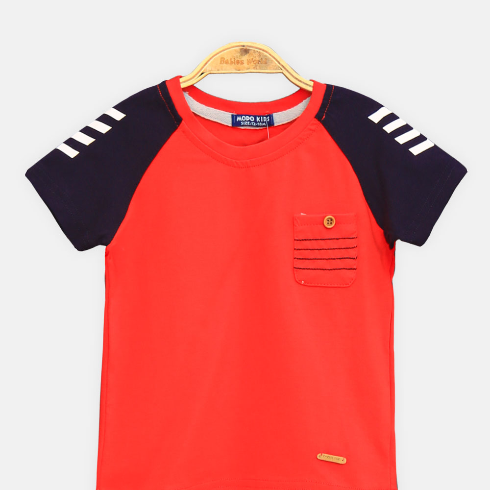 BOY T-SHIRT RED AND BLACK RAGLAN