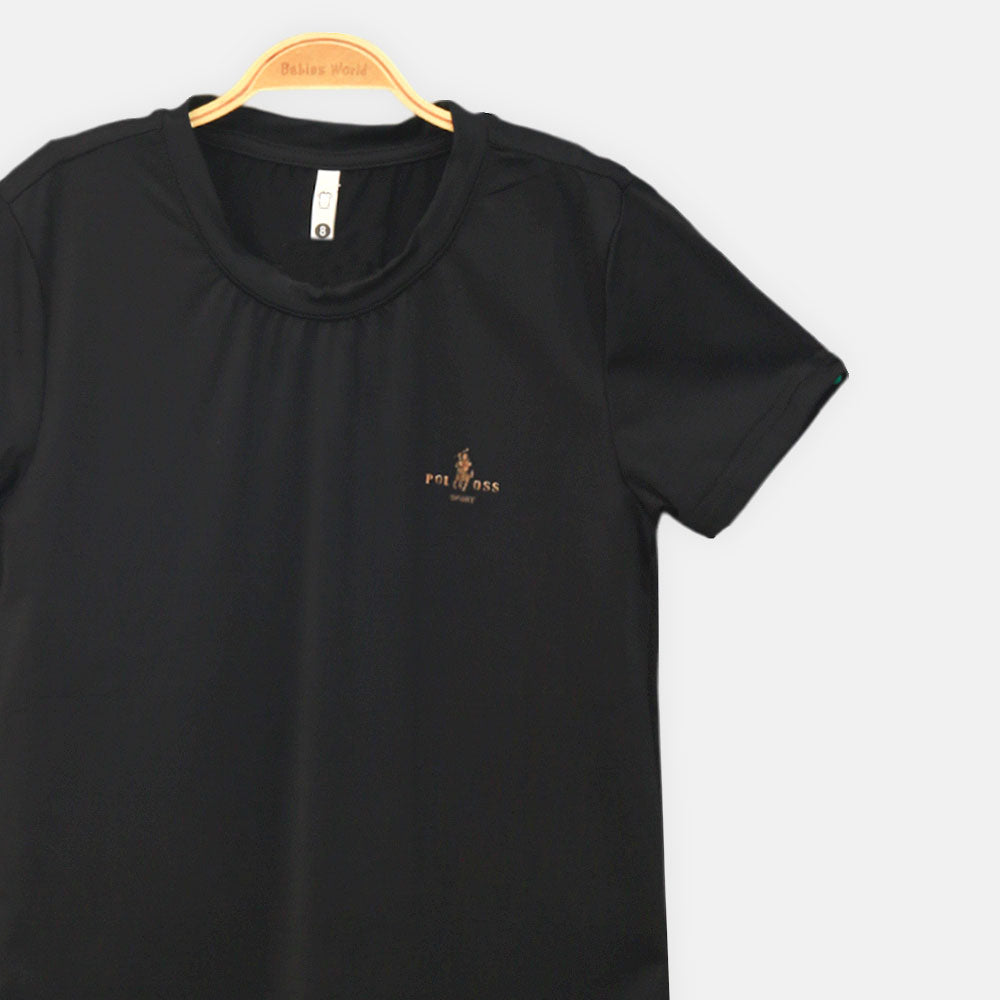 BOY T-SHIRT PLAIN BLACK POLO CLUB