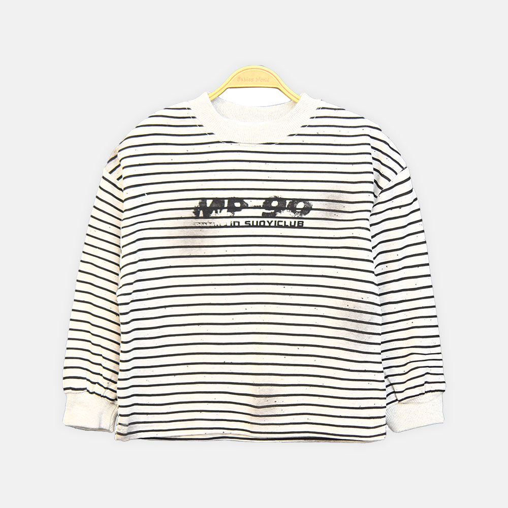 BOY T-SHIRT OFF-WHITE STRIPED CREW