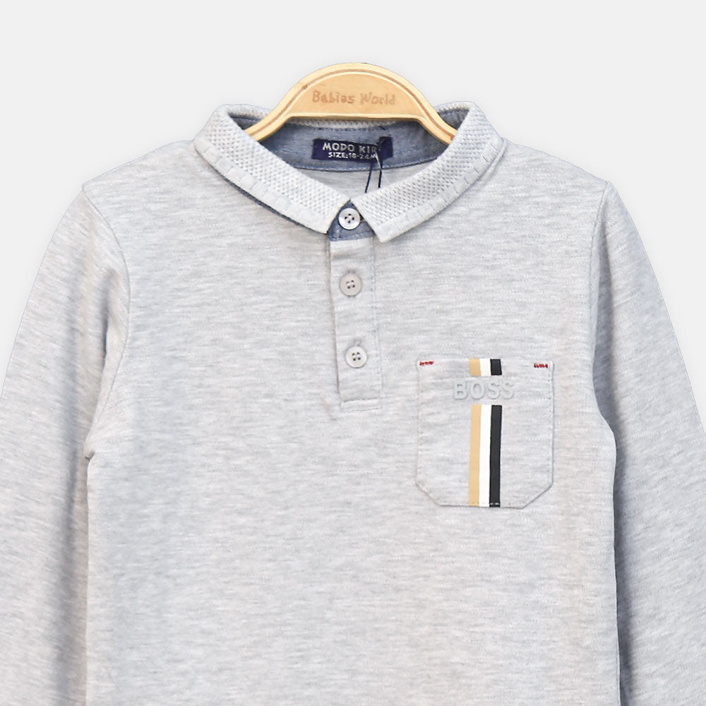 BOY T-SHIRT STRIPED POLO LONG-SLEEVE