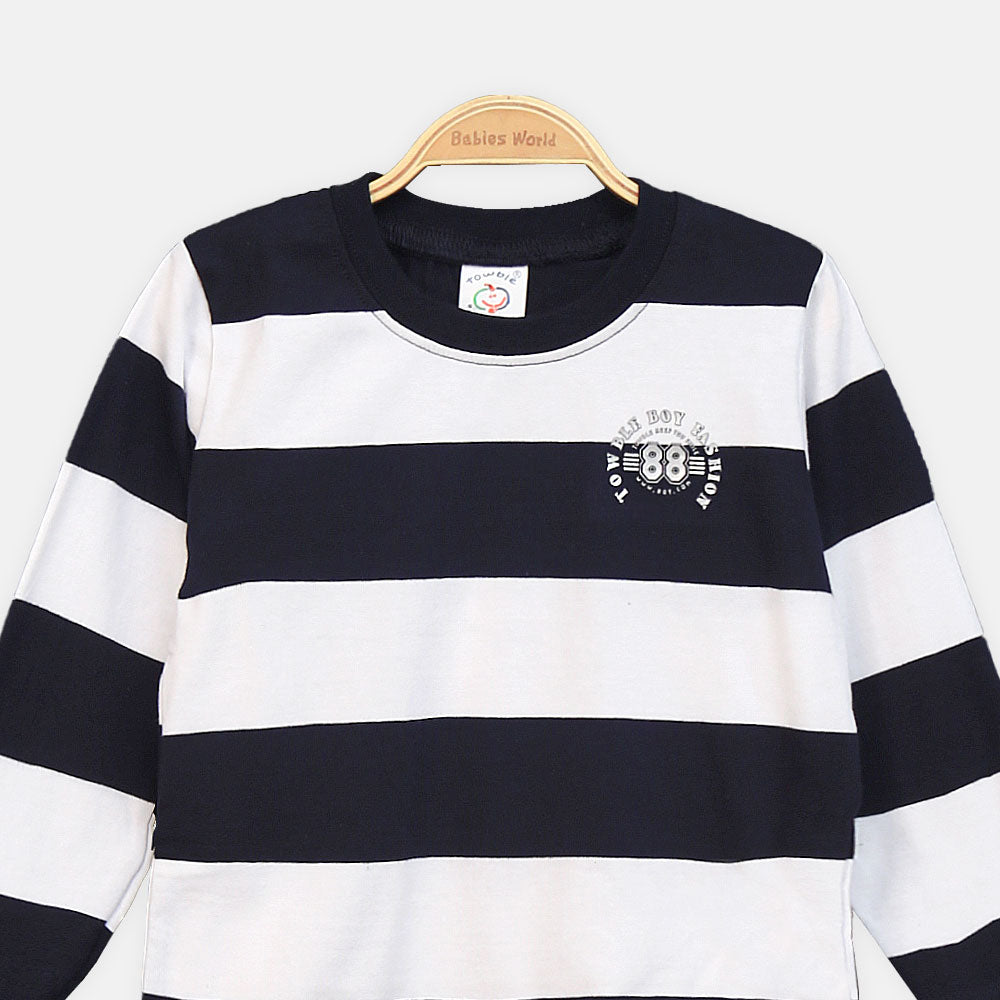 BOY T-SHIRT STRIPED BADGE LONG-SLEEVE