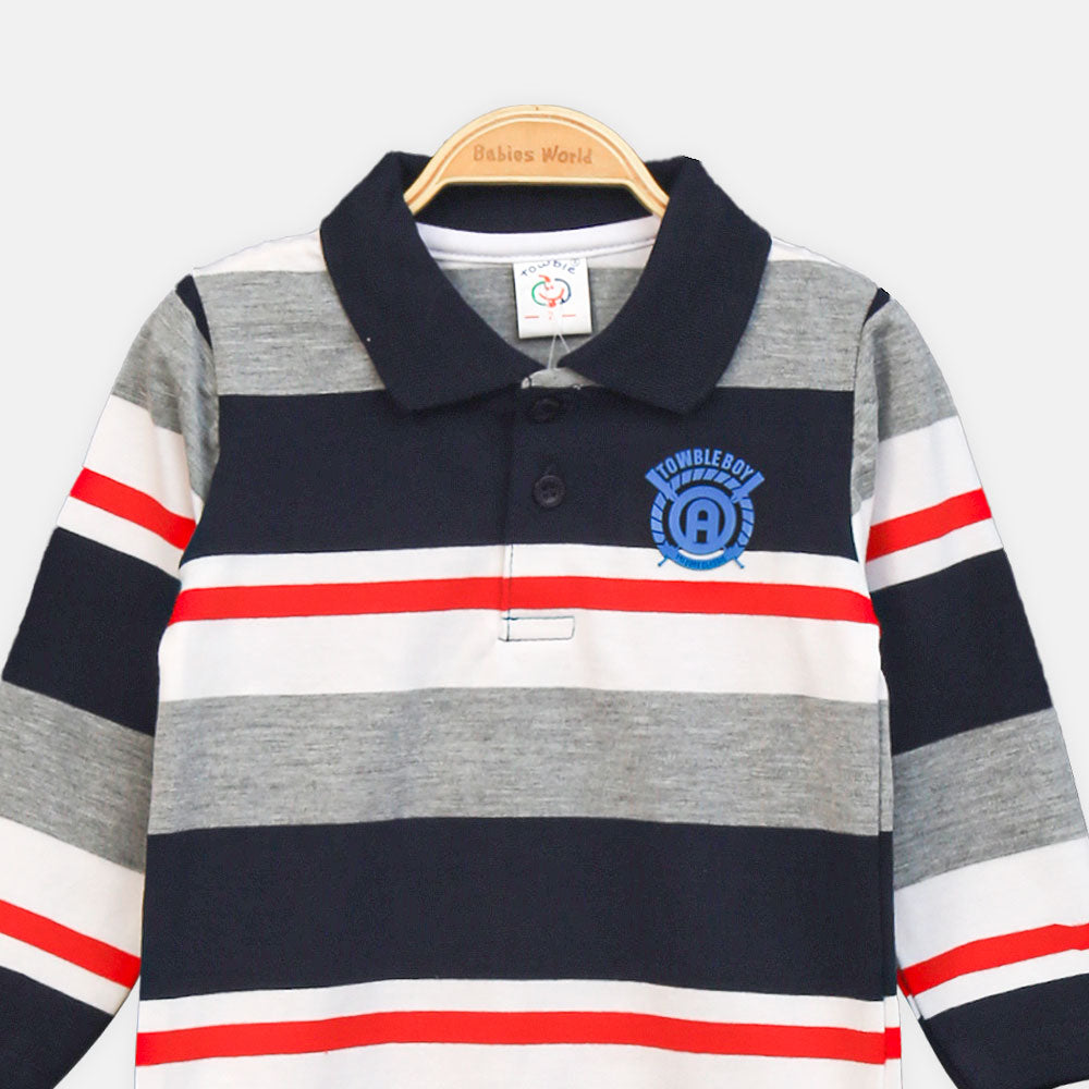 BOY T-SHIRT STRIPED COLLAR