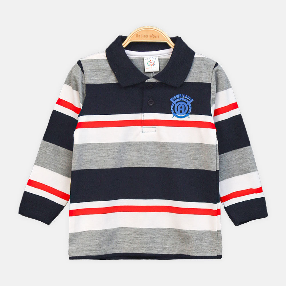 BOY T-SHIRT STRIPED COLLAR