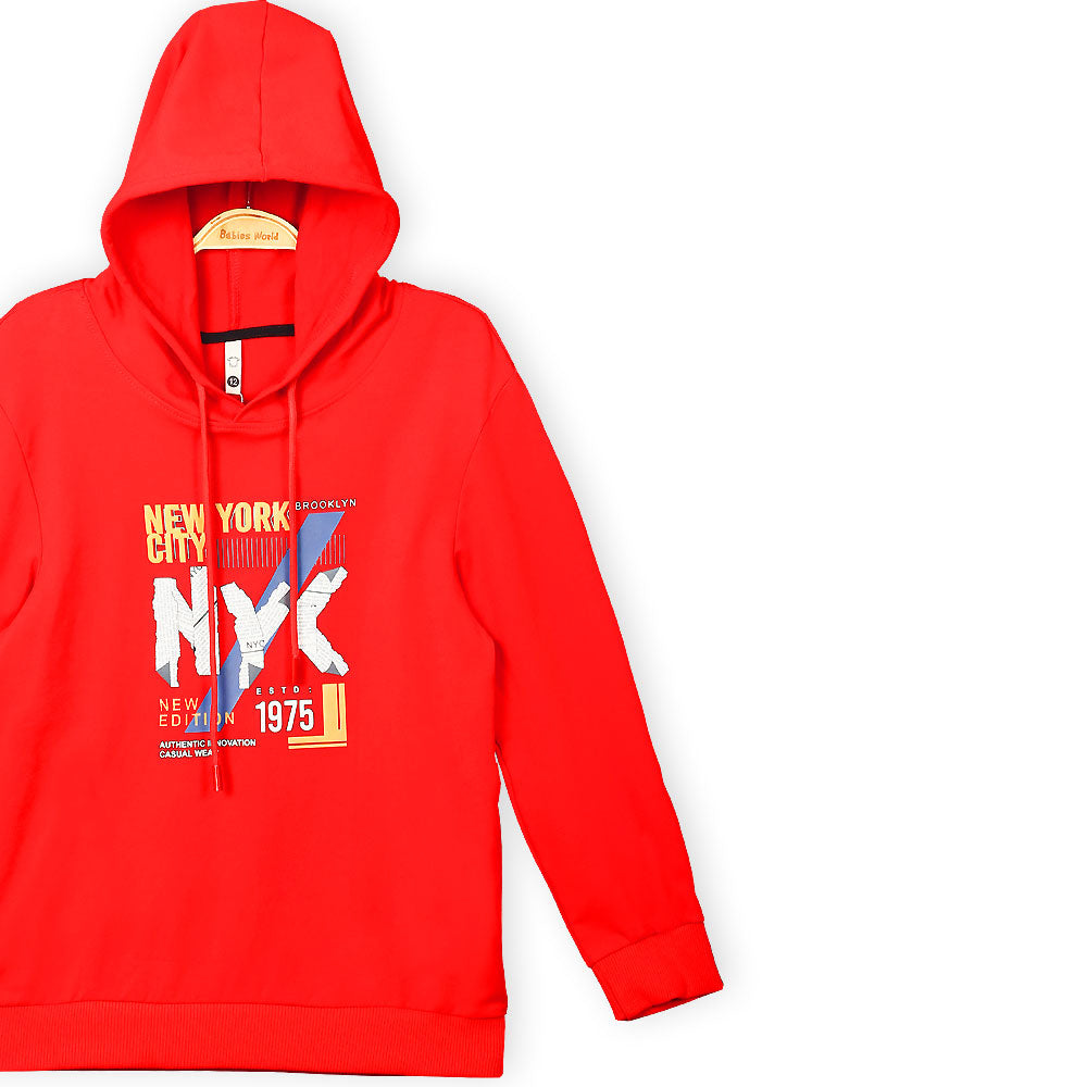 BOY T-SHIRT RED NYC HOODED