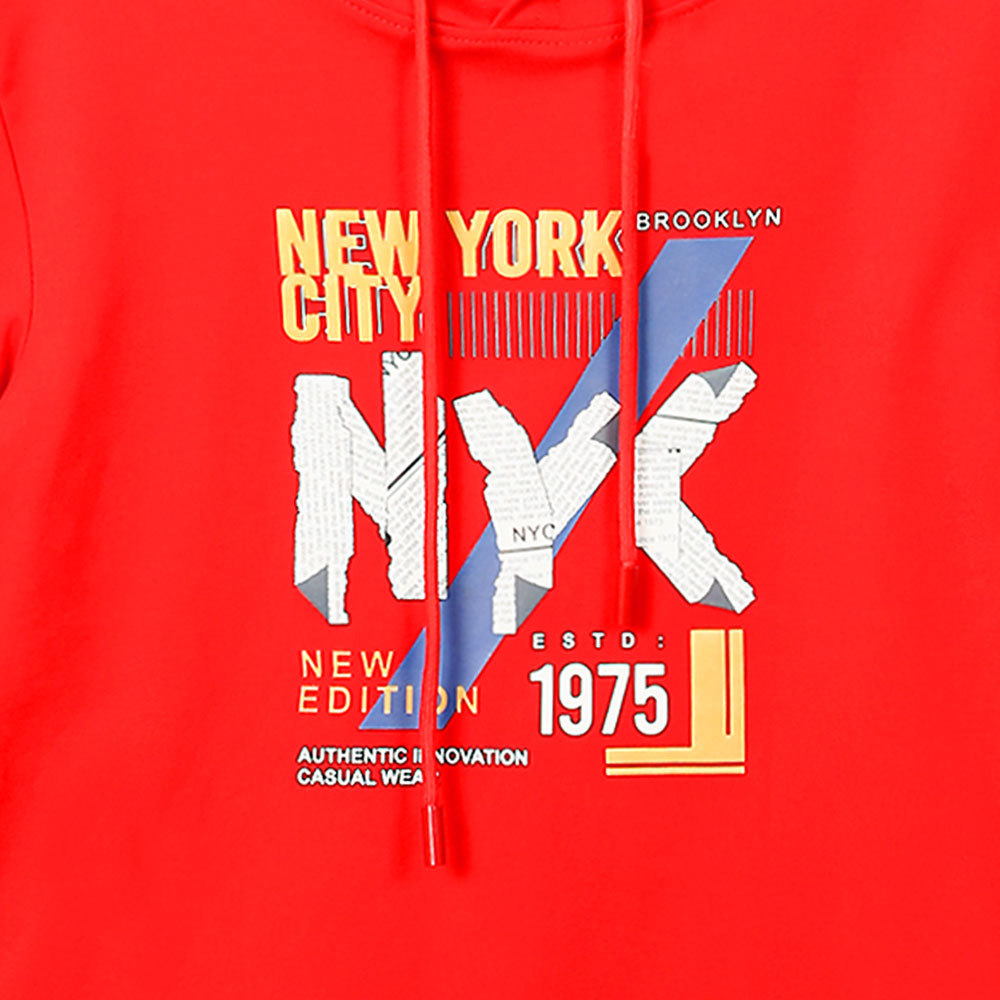 BOY T-SHIRT RED NYC HOODED