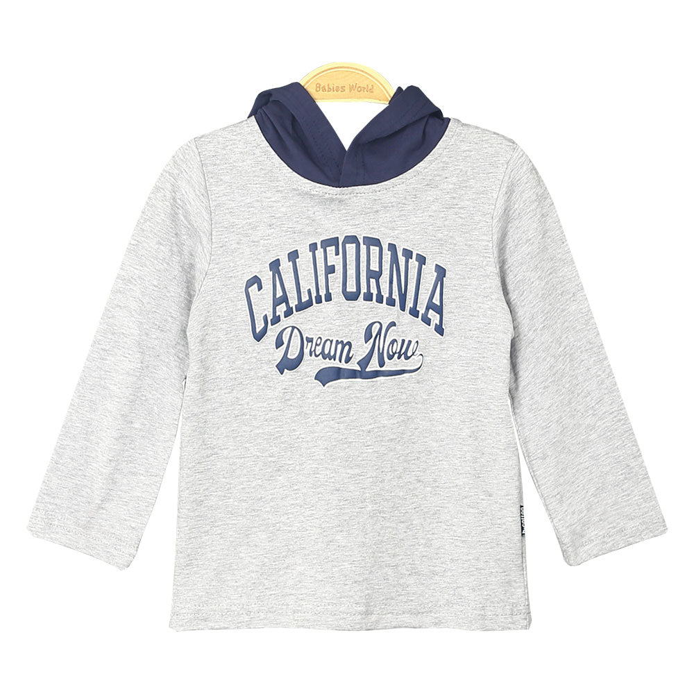 BOY T-SHIRT GREY CALIFORNIA HOODED