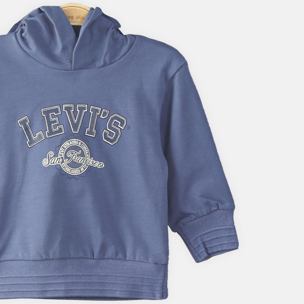 BOY T-SHIRT AZURE BLUE LEVIS HOODED