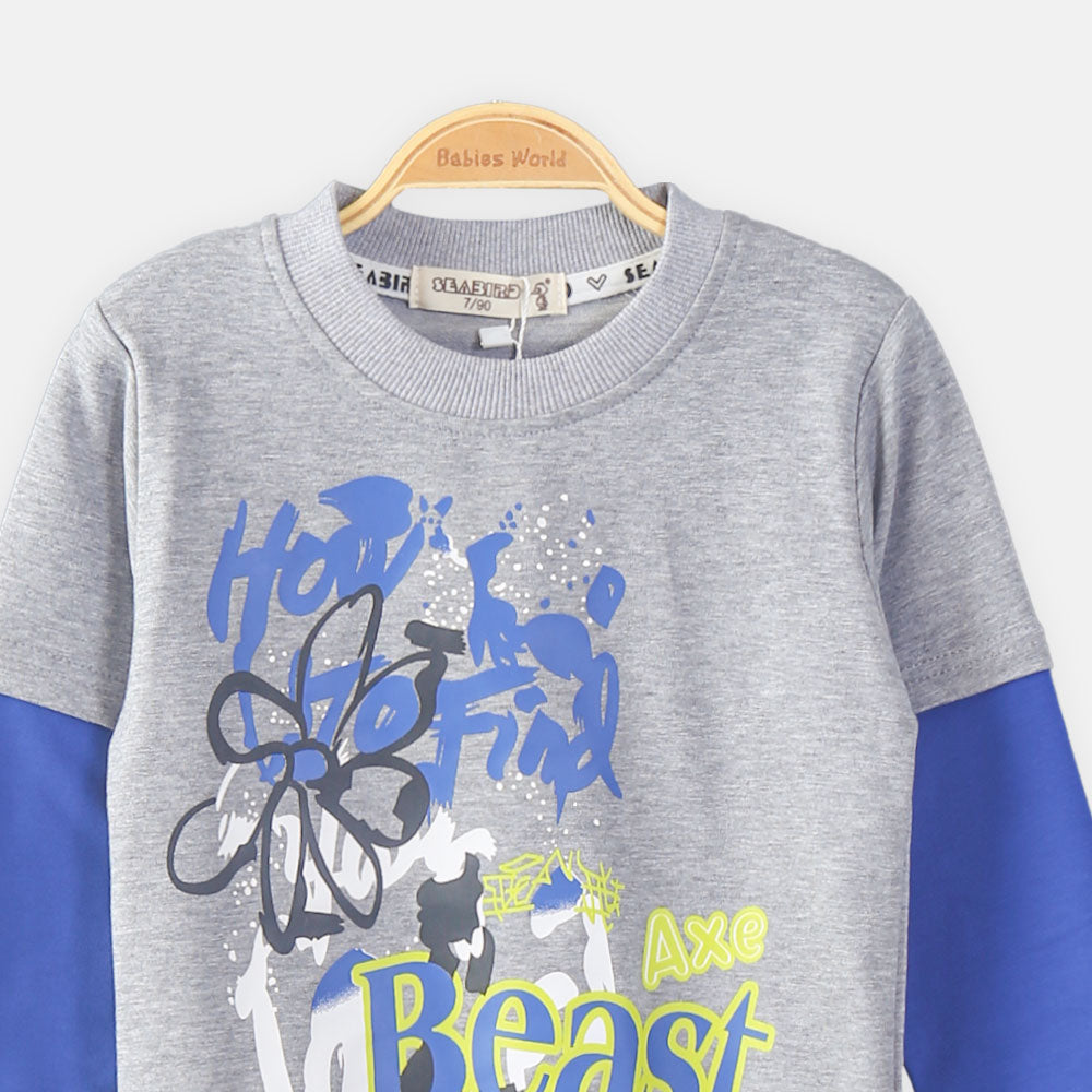 BOY T-SHIRT GREY GRAPHIC PRINT