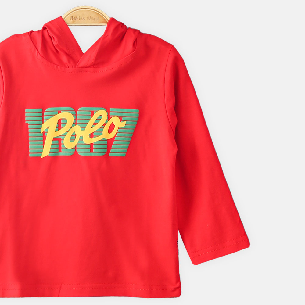 BOY T-SHIRT RED POLO HOODIE