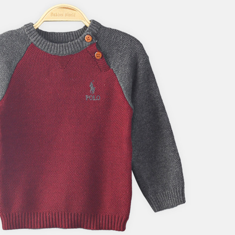 BOY SWEATER FINE KNITTED MAROON