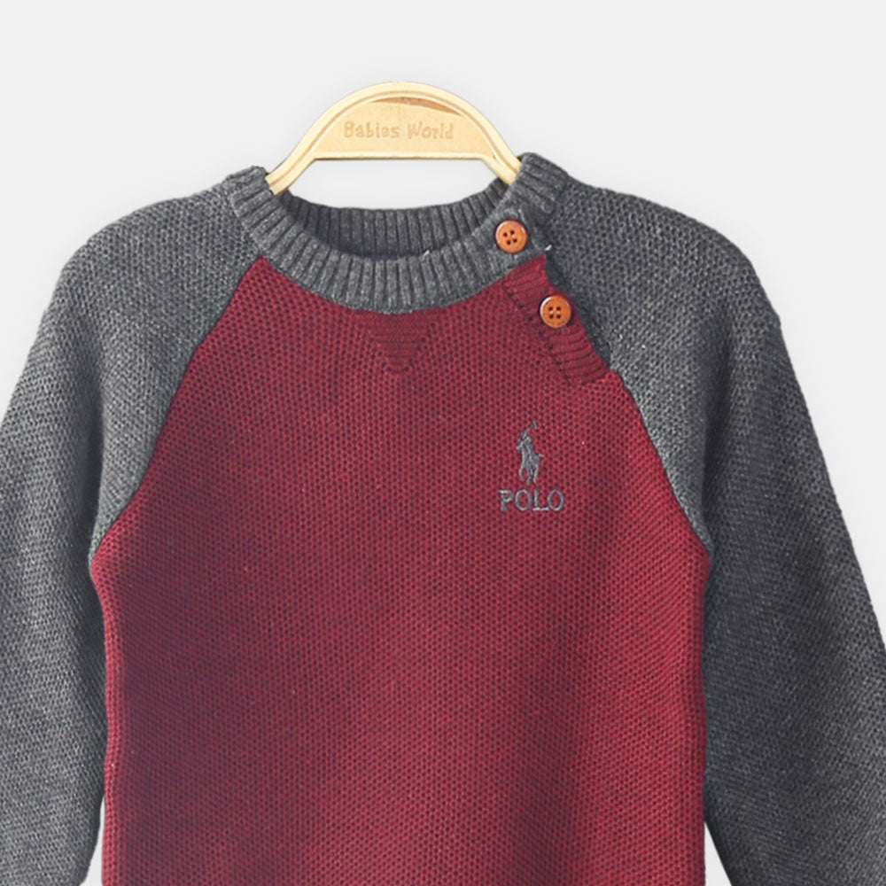 BOY SWEATER FINE KNITTED MAROON