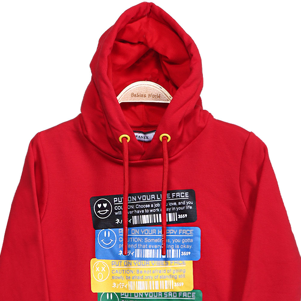 BOY T-SHIRT RED WARNING ALERTS HOODED
