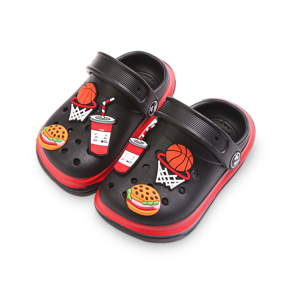 BOY CROCS BLACK SNACKS & BASKETBALL