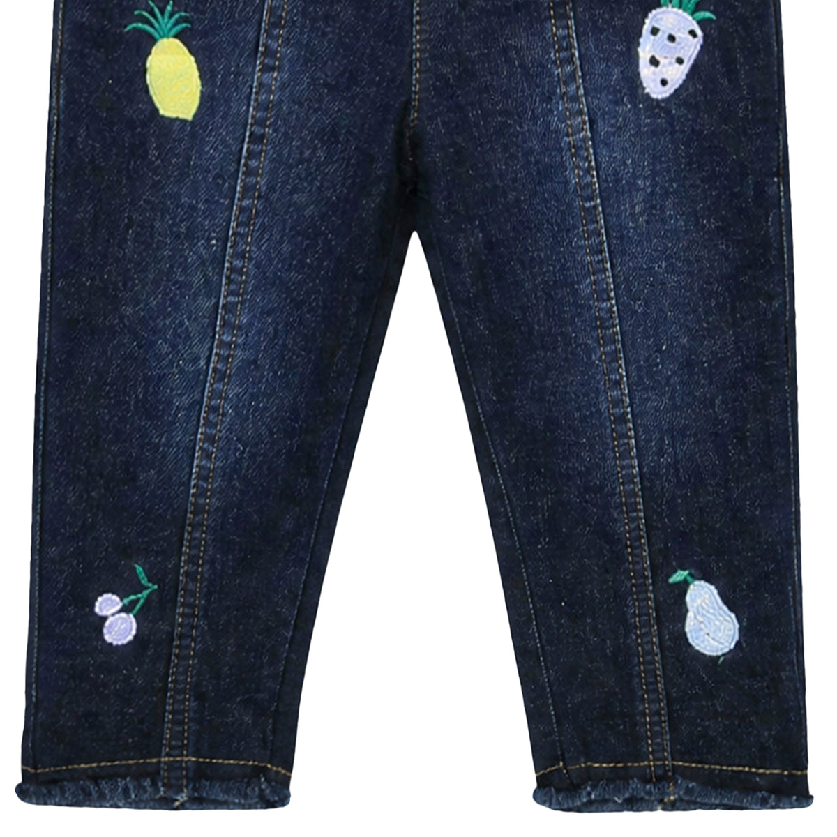 BABY GIRL DARK WASH FRUIT-EMBROIDERED JEANS