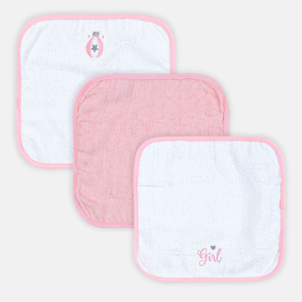 BATH TOWEL WITH 4 FACE TOWELS PINK / WHITE
