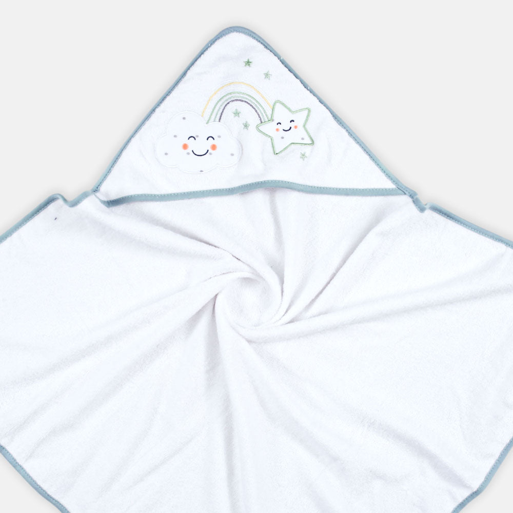 BATH TOWEL WITH 4 FACE TOWELS GREEN / WHITE