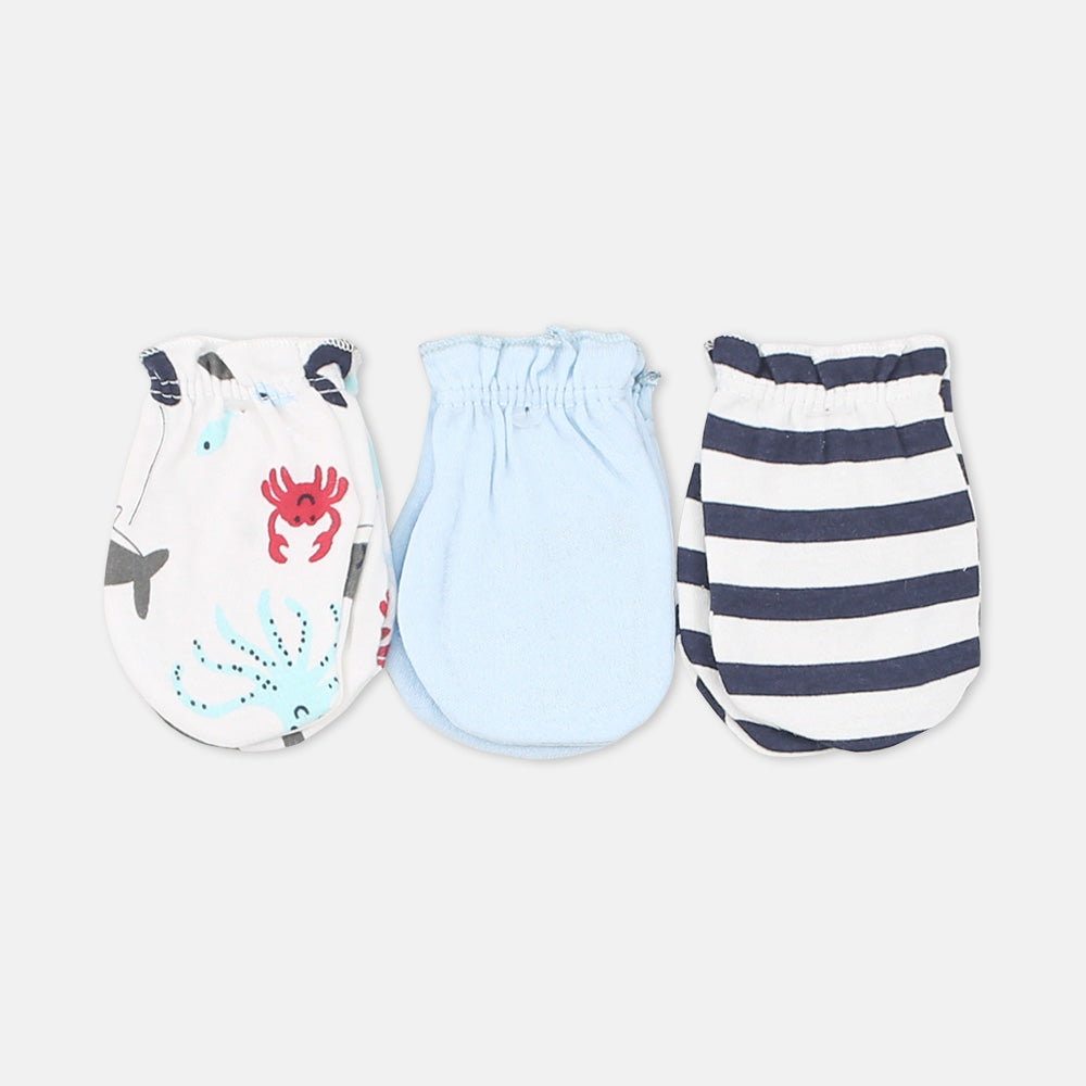 BABY CAPS PK-5 WITH 3 MITTENS OCEAN FRIENDS