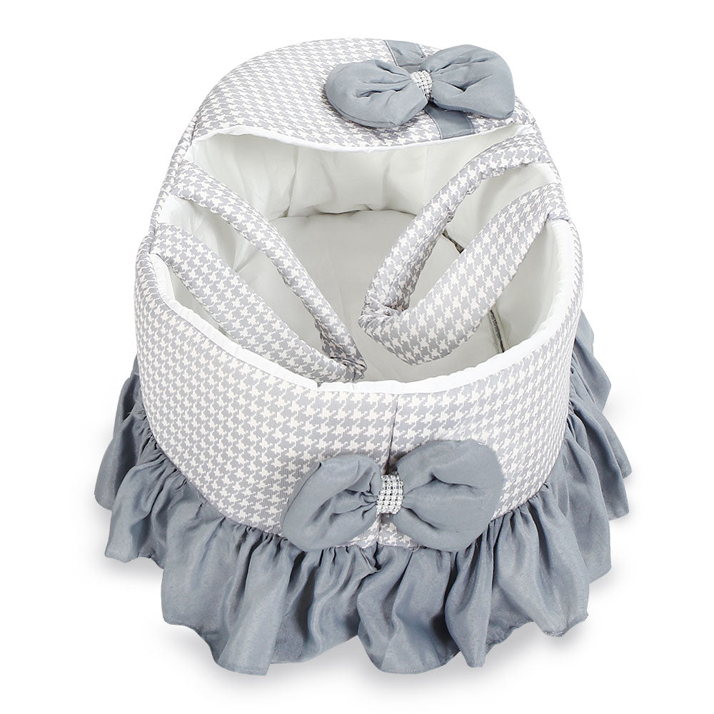 CARRY CRIB GREY CRYSTAL BOW