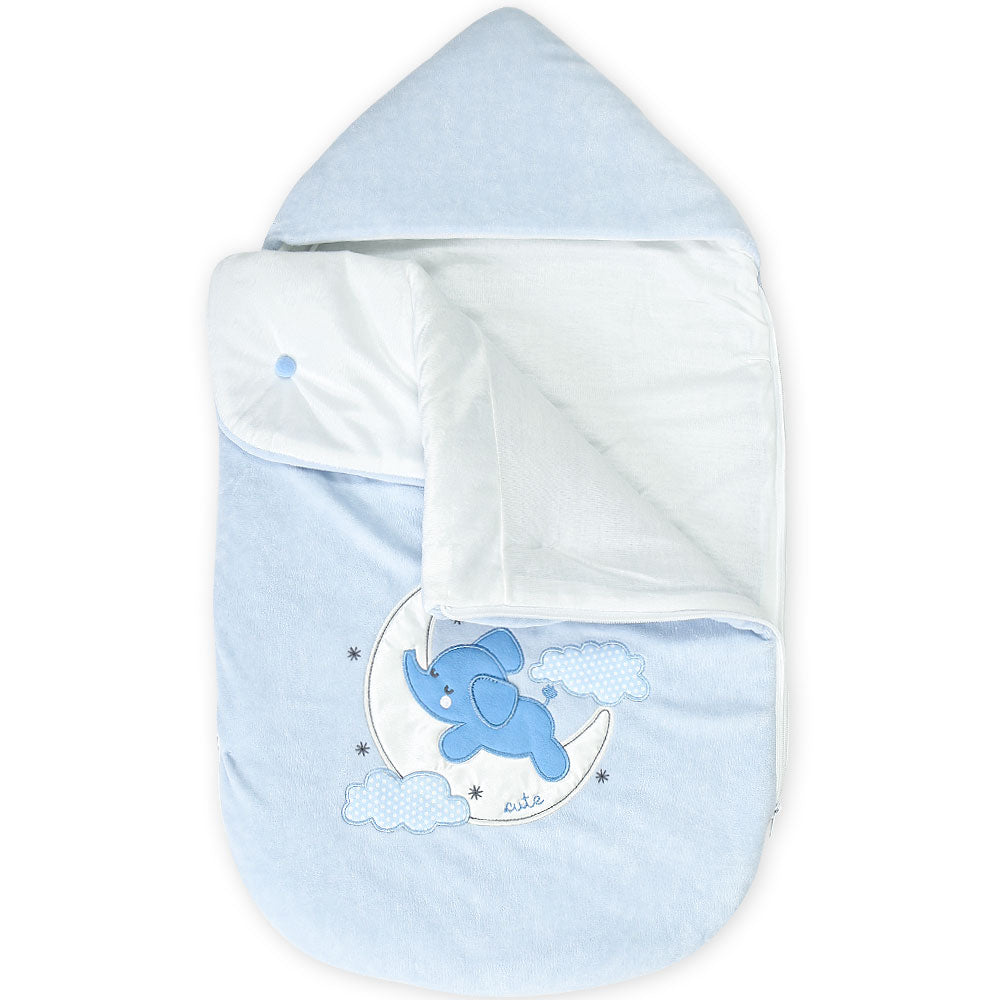 CARRY NEST BLUE PLUSH ELEPHANT & MOON BOY