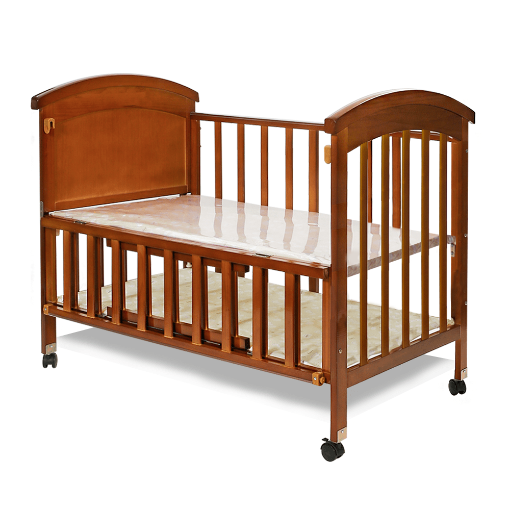 WOODEN COT - BROWN