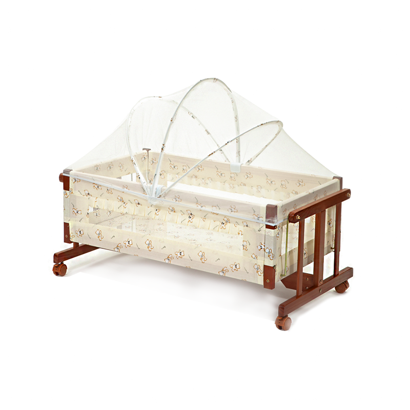 WOODEN COT W/BASSINET - COFFEE