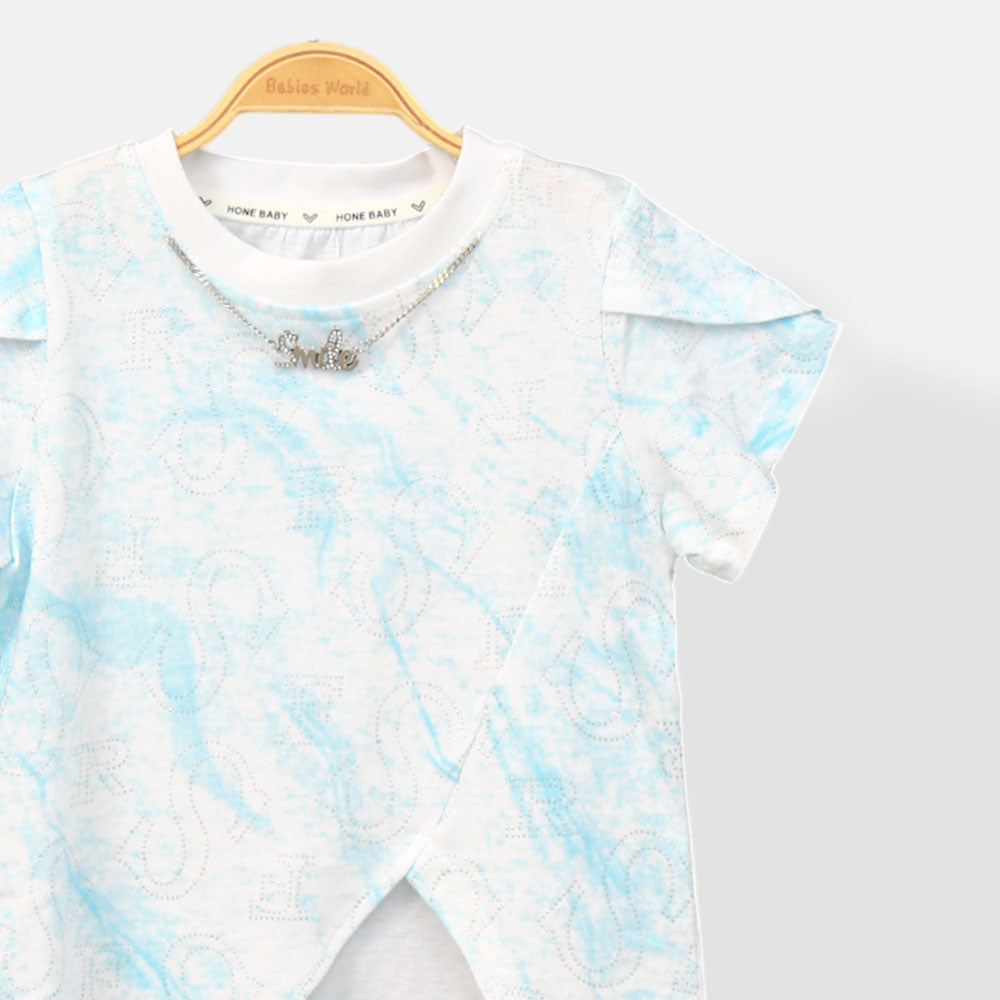 GIRL T-SHIRT BLUE SPARKLING SHORT-SLEEVE