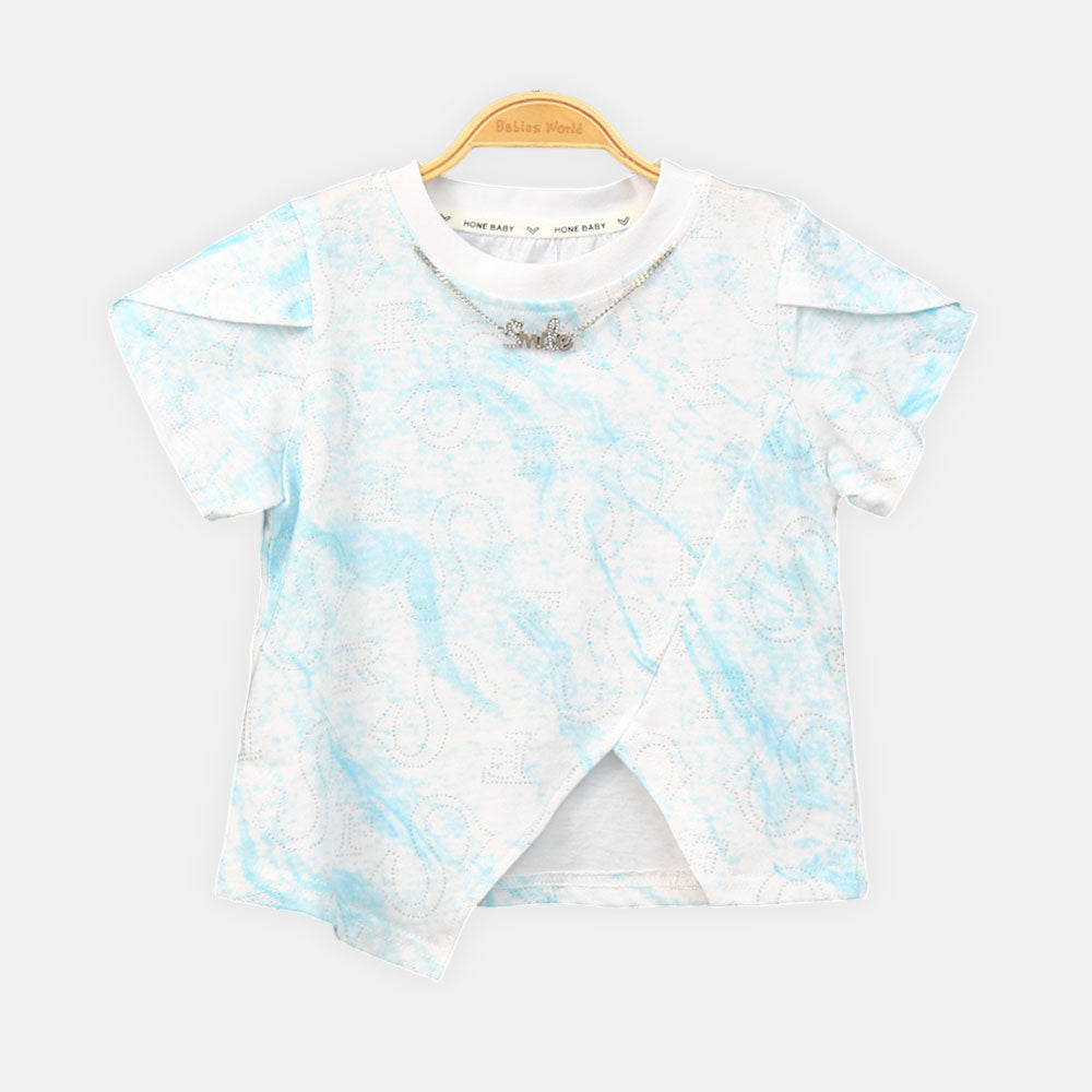 GIRL T-SHIRT BLUE SPARKLING SHORT-SLEEVE