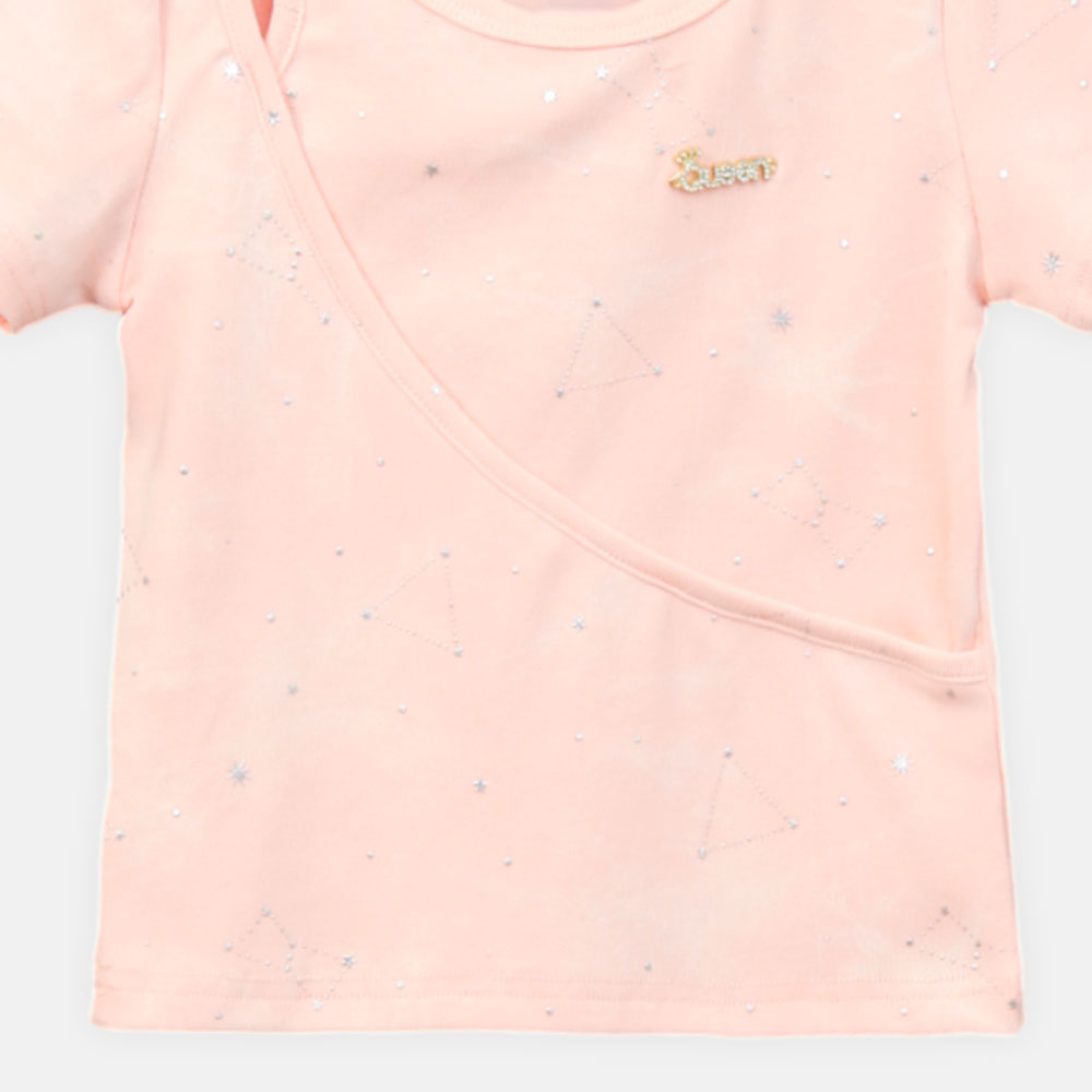 GIRL T-SHIRT SOFT PINK GLITTER